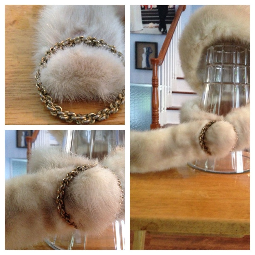 Vintage Real Mink Fur Hat & Chain Belt Set Satin Lined
1950s 60s Unbranded